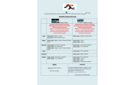 Groupes et horaires saison 2019.2020